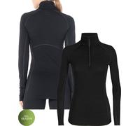 Icebreaker Women's BodyfitZONE 150GSM Long Sleeve Half Zip {IC-104332} - Black - X-Small