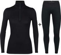 Icebreaker Women's Merino 200 Oasis Half Zip Base Layer COMBO - Black - Large