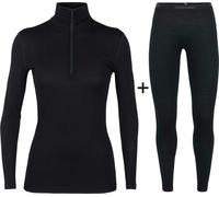 Icebreaker Women's Merino 200 Oasis Half Zip Base Layer COMBO - Black - X-Large