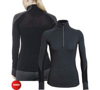 Icebreaker Women's ZoneKnit 260 Half Zip {IC-0A56HI} - Jet Heather Grey/Black - Small