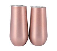 ICECHEN 8 Packs Stemless Wine Tumbler, 6 Double-Insulated Wine Tumbler with Unbreakable Cups
