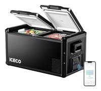 ICECO VL75 ProD Portable Refrigerator, Multi-directional Lid, Dual USB & DC 12/24V, AC 110-240V, 75L Dual Zone Steel Compact Refrigerator Powered by SECOP, 0℉ to 50℉, Home & Car Use [Upgrade]