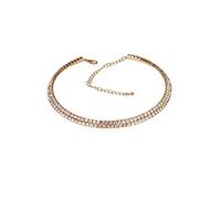 icecoolfashion Crystal Rhinestone Choker Ladies Adjustable Clear Diamante Necklace Prom Wedding Clubbing Party Jewellery For Women Gold
