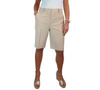 icecoolfashion Ladies Smart Knee Length Bermuda Shorts - Women's Tailored Summer Shorts Beige 8-22 (18)