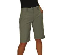 icecoolfashion Ladies Smart Knee Length Bermuda Shorts - Women's Tailored Summer Shorts Khaki Green 8-22 (20)