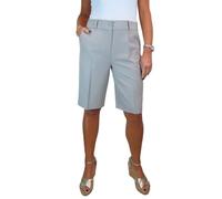 icecoolfashion Ladies Smart Knee Length Bermuda Shorts - Women's Tailored Summer Shorts Light Grey 8-22 (18)