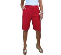 icecoolfashion Ladies Smart Knee Length Bermuda Shorts - Women's Tailored Summer Shorts Red 8-22 (20)