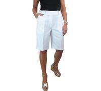icecoolfashion Ladies Smart Knee Length Bermuda Shorts - Women's Tailored Summer Shorts White 8-22 (8)