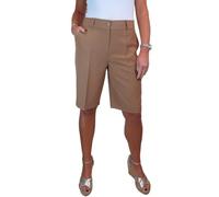 icecoolfashion Ladies Smart Knee Length Shorts - Womens Tailored Day Evening Lightweight Shorts Tan 8-22 (16)