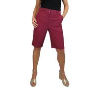 icecoolfashion Ladies Smart Knee Length Tailored Shorts Womens Pleated Shorts Burgundy 8-22 (20)