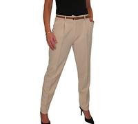 icecoolfashion Smart Work Trousers for Women UK Ladies Tapered Leg Formal Office Trouser Tailored Fit Lightweight Work Pants Beige Size 8-22 (20)