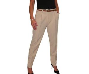 icecoolfashion Smart Work Trousers for Women UK Ladies Tapered Leg Formal Office Trouser Tailored Fit Lightweight Work Pants Beige Size 8-22 (20)