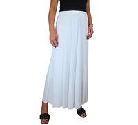 icecoolfashion Women's 38" Long Ankle Length Panel Swing Flare Maxi Skirt Soft Stretch Sheen Fully Lined White 10-22 (XXL)