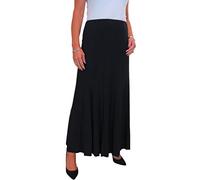 icecoolfashion Women's 38" Long Ankle Length Panel Swing Flare Maxi Skirt Soft Stretch Sheen Fully Lined Black 10-22 (XXL)