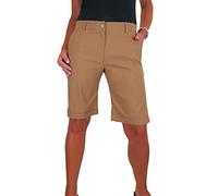 icecoolfashion Womens Above Knee Length Straight Leg Bermuda Shorts | Ladies Stretch Shorts With Pockets, Turn Up Cuffs, Summer, Casual, Comfy Fit