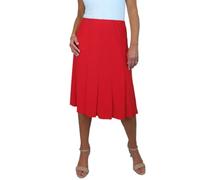 icecoolfashion Women's Below Knee Midi Swing Flare Skirt Ladies Soft Stretch Sheen Fully Lined Panel Skirt Red 8-22 (S)