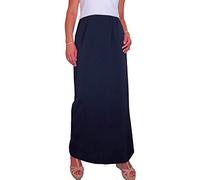 icecoolfashion Women's Elasticated Waist Maxi Skirt Ladies Smart Elegant Full Length Straight Skirt Navy Blue (14)