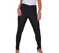 icecoolfashion Women's High Rise Skinny Leg Trousers Stretch Bengaline Fabric Ladies Office and School Pants Full Length Black 4-18 (4)