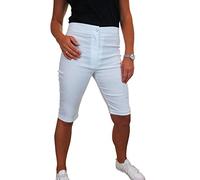 icecoolfashion Women's High Waist Knee Length Pedal Pushers - Ladies Stretchy Skinny Fit Summer Cycle Shorts Slimming Casual Pants White 10-18 (8)