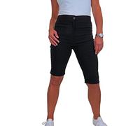 icecoolfashion Women's High Waist Knee Length Pedal Pushers - Ladies Stretchy Skinny Fit Summer Cycle Shorts Slimming Casual Pants Black 10-18 (10)