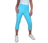 icecoolfashion Womens High Waist Skinny Stretch Pedal Pushers Cropped Trousers Ladies Work Office Crop Capri Pants Formal 3/4 Length Light Turquoise 8-22 (16)