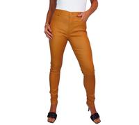 icecoolfashion Women's High Waist Stretch Leather Look Jeans Ladies Skinny Coated Jean Trousers with Pockets Mustard Yellow 10-22 (18)