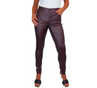 icecoolfashion Women's High Waist Stretch Leather Look Jeans Ladies Skinny Coated Jean Trousers with Pockets Burgundy Red 10-22 (20)