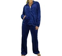 icecoolfashion Womens Plus Size Velour Tracksuit Set Zip Up Sweatshirt & Tie Bottoms Ladies Casual Sportswear Lounge Dark Navy Blue (5XL)