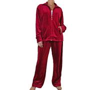 icecoolfashion Womens Plus Size Velour Tracksuit Set Zip Up Sweatshirt & Tie Bottoms Ladies Casual Sportswear Lounge Red (8XL)