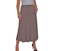 icecoolfashion Women's Smart Maxi Lined Flare Panel Fishtail Midi Skirt Day Workwear Business Office Evening Taupe Brown 10-22 (XL)