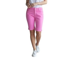 icecoolfashion Women's Smart Stretch Chino Shorts Ladies Plus Size Summer Slim Fit Above The Knee Jeans Style Bermuda Shorts Pink 14-24 (22)