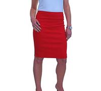 icecoolfashion Women's Smart Stretch Pencil Skirt Ladies Casual Office Knee Length Slim Fit Bodycon Skirt Olympic Red 6-18 (8)
