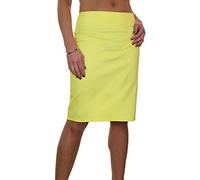 icecoolfashion Women's Stretch Pencil Skirt Smart Casual Slight Sheen Above The Knee Slim Fit Bodycon Skirt Yellow (6)