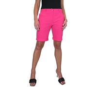 icecoolfashion Womens Stretch Shorts with Pockets Above Knee Length Straight Leg Bermudas with Turn Up Cuffs Hot Pink 8-22 (18)