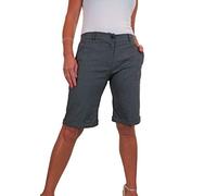 icecoolfashion Womens Stretch Shorts with Pockets Above Knee Length Straight Leg Bermudas with Turn Up Cuffs Grey 8-22 (12)