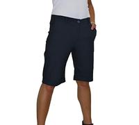 icecoolfashion Womens Stretch Shorts with Pockets Above Knee Length Straight Leg Bermudas with Turn Up Cuffs Navy Blue 8-22 (12)