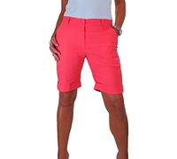 icecoolfashion Womens Stretch Shorts with Pockets Above Knee Length Straight Leg Bermudas with Turn Up Cuffs Coral Orange 8-22 (10)