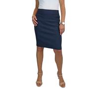 icecoolfashion Women's Stretch Smart Casual Bodycon Pencil Skirt Ladies Above Knee Special Occasion Slim Fit Office Skirt Navy Blue (20)