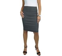 icecoolfashion Women's Stretch Smart Casual Bodycon Pencil Skirt Ladies Above Knee Special Occasion Slim Fit Office Skirt Grey (14)