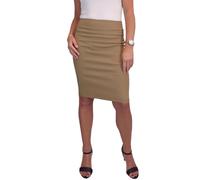 icecoolfashion Women's Stretch Smart Casual Bodycon Pencil Skirt Ladies Above Knee Special Occasion Slim Fit Office Skirt Camel Beige (8)