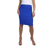 icecoolfashion Women's Stretch Smart Casual Bodycon Pencil Skirt Ladies Above Knee Special Occasion Slim Fit Office Skirt Royal Blue (14)