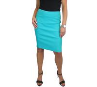 icecoolfashion Women's Stretch Smart Casual Bodycon Pencil Skirt Ladies Above Knee Special Occasion Slim Fit Office Skirt Turquoise (8)