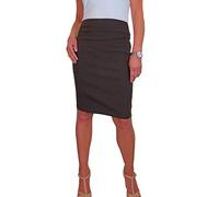 icecoolfashion Women's Stretch Smart Casual Bodycon Pencil Skirt Ladies Above Knee Special Occasion Slim Fit Office Skirt Brown (16)