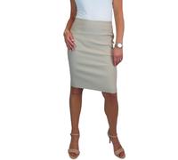 icecoolfashion Women's Stretch Smart Casual Bodycon Pencil Skirt Ladies Above Knee Special Occasion Slim Fit Office Skirt Beige (18)