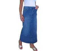 icecoolfashion Women's Very Stretchy Denim Maxi Skirt Ladies Casual Straight Long Jeans Skirt Mid Blue Faded 10-22 (12)