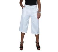icecoolfashion Women's Wide Leg Culottes Ladies Stylish Cropped High-Waist Trousers for Casual & Office Wear White 8-22 (16)
