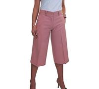 icecoolfashion Women's Wide Leg Culottes Ladies Stylish Cropped High-Waist Trousers for Casual & Office Wear Powder Pink 8-22 (12)