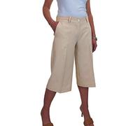 icecoolfashion Women's Wide Leg Culottes Ladies Stylish Cropped High-Waist Trousers for Casual & Office Wear Beige 8-22 (8)