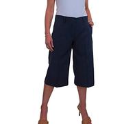 icecoolfashion Women's Wide Leg Culottes Ladies Stylish Cropped High-Waist Trousers for Casual & Office Wear Navy Blue 8-22 (12)