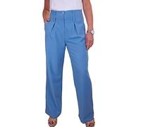 icecoolfashion Womens Wide Leg Trousers Pleated Office Work Smart Formal Relaxed Fit Trouser Sky Blue (14)